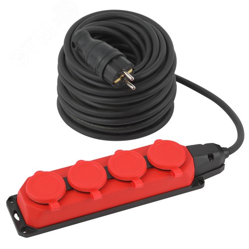 Изображение товара Удлинитель силовой UK-4e-3x1,5-30m-IP44KG с заземлением 4 розетки каучук 30м КГ 3х1,5мм2 IP44 (шт)