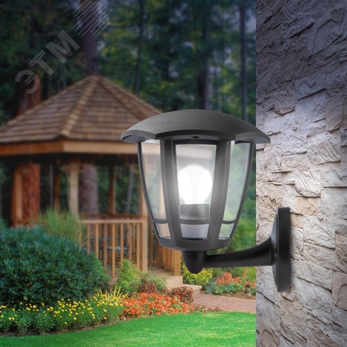 Светильник садово-парковый НБУ 07-40-003 Дели 1 черный 6 гранный настенный IP44 Е27 max60 Вт - фото 10