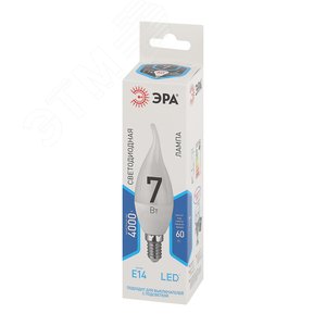 Лампа светодиодная LED 7 Вт 560Лм 4000К свеча на ветру нейтральный E14 170-265В LED BXS-7W-840-E14 Standart - фото 2