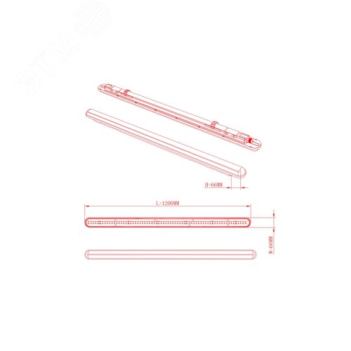 Светильник светодиодный линейный IP65 36Вт 3780Лм 4000К 1200мм прозр SPP-201-1-40K-036 - фото 2