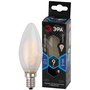 Лампа светодиодная F-LED B35-9w-840-E14 frost (филамент, свеча мат, 9Вт, нейтр, E14) (10/100/5000)