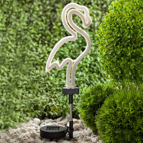 Светильник садовый неоновый Фламинго на солнечной батарее ERASF012-30 - фото 3