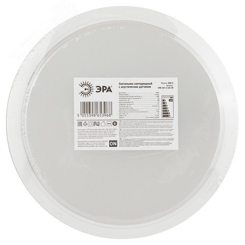 Светильник светодиодный ДБП-20Вт c акустическим датчиком 1600Лм 4000К IP40 210х210х33 ЖКХ круг накладной SPB-301-2-4K-20 - фото 7