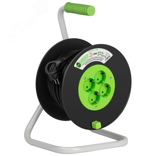 Изображение товара Удлинитель силовой на катушке пластик 4 розетки с заземлением 30м ПВС 3x1мм2 GREEN LINE KAT-3x1-30m (шт)