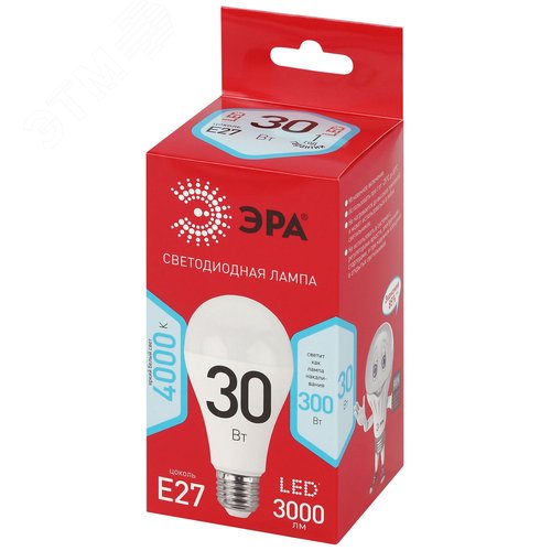 Лампа светодиодная ЭРА RED LINE LED A70-30W-840-E27 R 30Вт груша нейтральный белый свет Е27 - фото 3