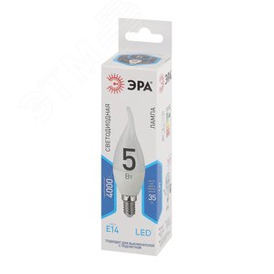 Лампа светодиодная LED 5 Вт 400Лм 4000К свеча на ветру нейтральный E14 170-265В LED BXS-5W-840-E14 Standart - фото 2