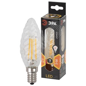 Лампа светодиодная филаментная F-LED BTW-7W-827-E14 (филамент, свеча витая, 7Вт, тепл, E14 (10/100/2800)