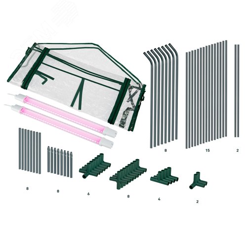 Теплица GREEN APPLE GA-House-max со светильниками в комплекте, 2700х900х900 мм, 3 отсека - фото 8