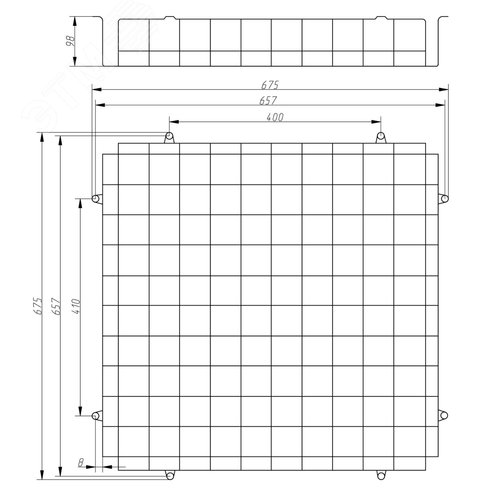 Решетка защитная SPO-BAR-650-650 из армированной стали для светильников 657х657х98 армстронг - фото 8