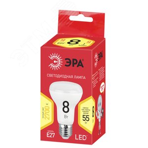 Лампа светодиодная LED 8Вт R63 2700К Е27 тёпл рефл не для выкл с подс Б0020635 ЭРА - 2