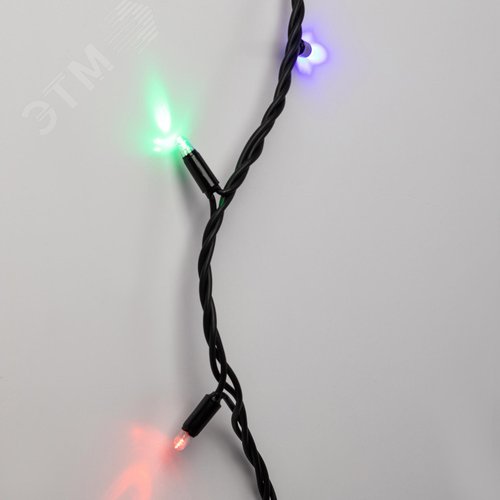 Гирлянда нить светодиодная новогодняя черный ПВХ 10 м мультиколор 100 LED, IP65 ERAPS-PM10 - фото 3