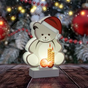 Светильник декоративный новогодний Мишка, холодный белый LED, h 24 см, 3хАА, IP20