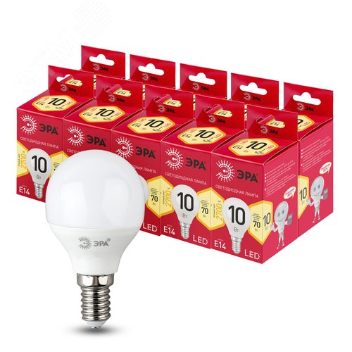 Лампа светодиодная LED 10 Вт 800Лм 2700К шар теплый E14 220-240В LED P45-10W-827-E14 Red Line - фото 5