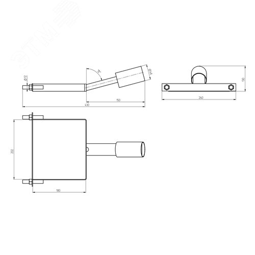 Кронштейн на столб 150мм d 48mm SPP-AC6-0-150-048 - фото 2