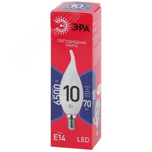 Лампа светодиодная LED BXS-10W-865-E14 R (диод, свеча на ветру, 10Вт, хол, E14) (10/100/2800) Б0045343 ЭРА - 2