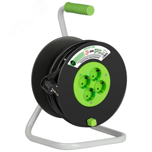 Изображение товара Удлинитель силовой на катушке пластик 4 розетки с заземлением 20м ПВС 3x1.5мм2 GREEN LINE KAT-3x1.5-20m Greenline (шт)