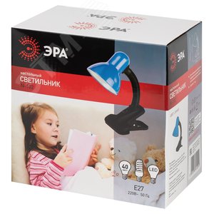 Светильник настольный на прищепке синий N-102-E27-40W-BU - фото 6