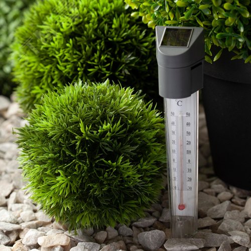 Светильник садовый-градусник на солнечной батарее, сталь, пластик, серый, 33 см ERATR024-02 - фото 5