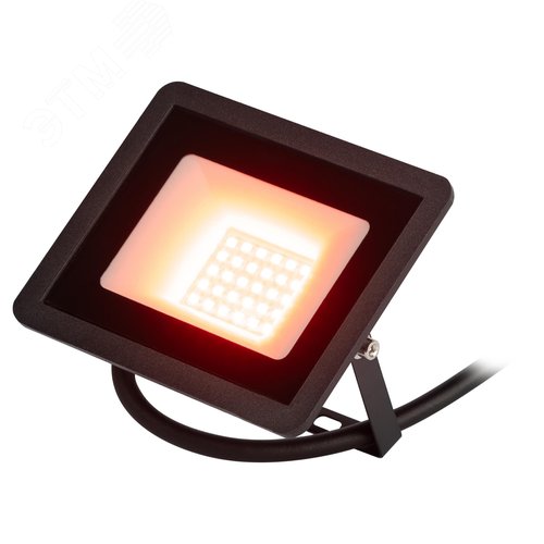 Прожектор светодиодный ДО-30 Вт красный цвет свечения 600 Лм IP65 200-240В черный корпус 30w LPR-025-RED-030 - фото 5