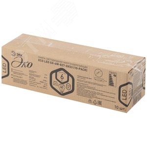 Лампа светодиодная LED 6 Вт 480Лм 2700К таблетка (GX53) теплый GX53 220-240В ECO LED GX-6W-827-GX53 (10-PACK) Red Line - фото 2