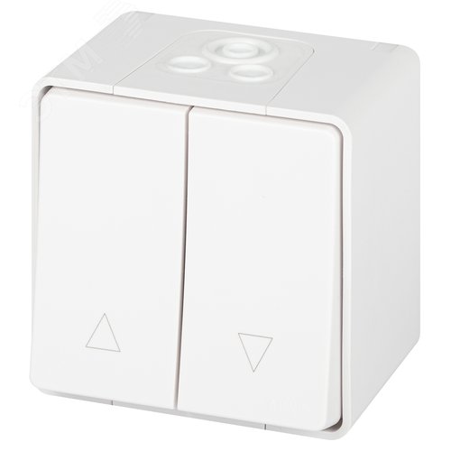 Изображение товара Переключатель Эксперт 11-1508-01 для жалюзи кнопочный IP55, 10АХ-250В, ОУ, белый (шт)