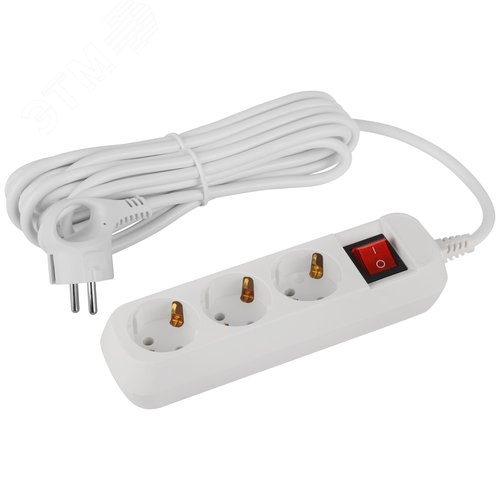 Изображение товара Удлинитель электрический 3 розетки с заземлением с выключателем 5м ПВС 3х1мм2 UDL-16-350-ES Greenline (шт)