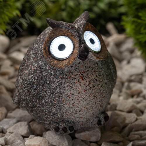 Светильник садовый Сова серая на солнечной батарее, полистоун, 11,5 см ERAFYS01-08 - фото 4
