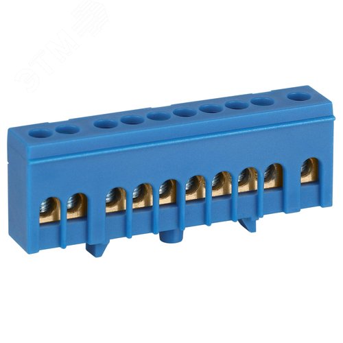 Изображение товара Шина NO-224-99 N ноль в изолированном корпусе на DIN-рейку ШНИ-6х9-10-Д синий (шт)