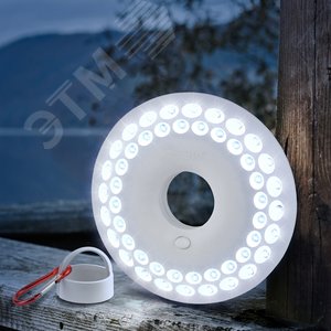 Фонарик светильник подвесной на батарейках 3хAA, подвес, карабин, магнитный в палатку, 48 LED KB-601 НЛО-48 - фото 4