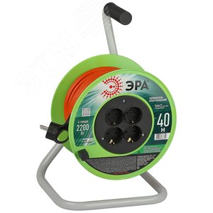 Изображение товара Удлинитель силовой RP-4e-3х1.0-40m на пластиковой катушке c заземлением 4 розетки 40м ПВС 3х1мм2 (шт)