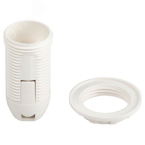 Патрон Е14 с кольцом пластик белый - фото 2
