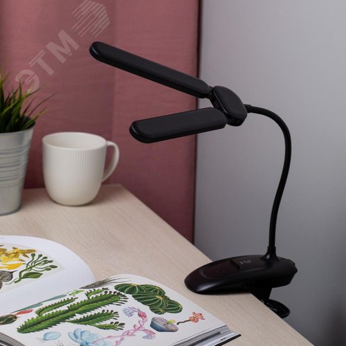 Светильник настольный NLED-512-6W-BK светодиодный аккумуляторный на прищепке черный - фото 7