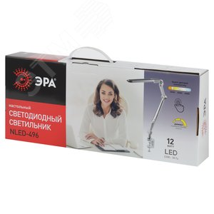 Светильник настольный светодиодный NLED-496-12W-S на струбцине серебро - фото 2