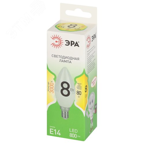Лампа светодиодная LED 8 Вт 800Лм 3000К свеча теплый E14 220-240В LED B35-8W-830-E14 Green Line - фото 3