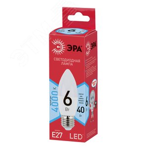 Лампа светодиодная LED B35-6W-840-E27,свеча,6Вт,нейтр,E27 Б0020621 ЭРА - 2