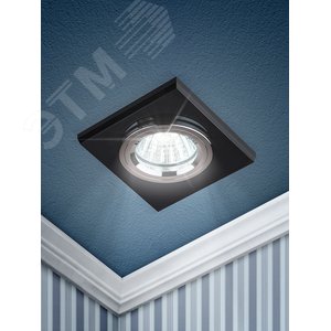 Светильник декор стекло квадрат MR16,12V/220V, 50W, хром/черный DK8 CH/BK - фото 3