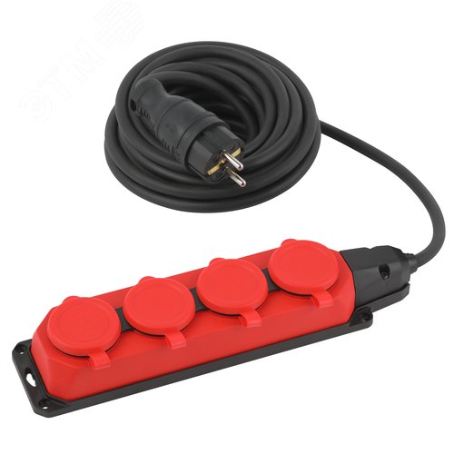 Изображение товара Удлинитель силовой UK-4e-3x1,5-5m-IP44KG с заземлением 4 розетки каучук 5м КГ 3х1,5мм2 IP44 (шт)