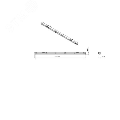 Светильник светодиодный под лампу Т8 SPP-101-0-001-120 Св-к IP65 T8 G13 1200мм (12/216) - фото 7