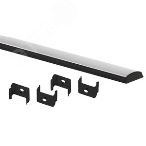 Комплект с гибким накладным анодированным профилем 1506GB 15х6,4 мм, 2 м, черный CAB292 - фото 1