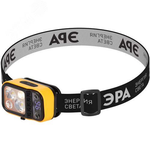 Фонарь налобный светодиодный Рабочие Практик GA-813 аккумуляторный 3+3 Bт сенсорное управление дисплей 4 режима - фото 3