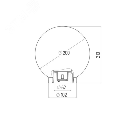 Светильник на опору/кронштейн НТУ 01-60-205 шар дымчатый IP44 Е27 max60Вт d200mm - фото 5