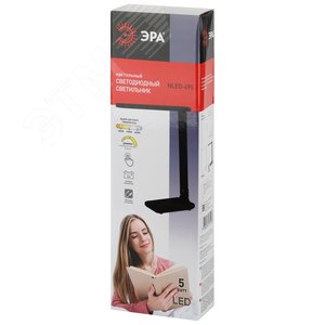 Светильник настольный NLED-495-5W-BK светодиодный аккумуляторный складной черный - фото 3