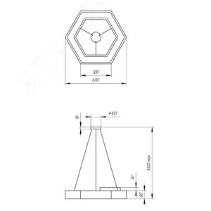 Светильник светодиодный Geometria Hexagon SPO-123-B-40K-045 45Вт 4000К 2500Лм IP40 600*600*80 черный подвесной Б0050555 ЭРА - 6