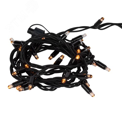 Гирлянда 30 LED Нить 3 м, желтый свет, черный каучук, 220 В, IP65 ERAPS-NZ1 - фото 2