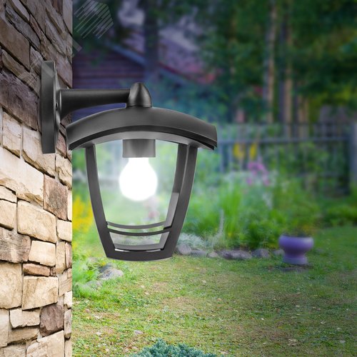 Светильник садово-парковый НБУ 07-40-002 Дели 2 черный 4 гранный настенный IP44 Е27 max 60 Вт - фото 3