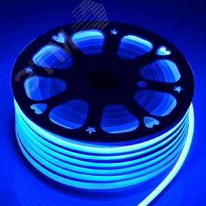 Лента светодиодная неоновая 7Вт/м 220В голубой IP67 120LED/м N2835-120-IP67-220V-20m-B - фото 2