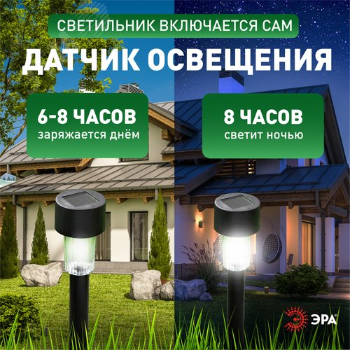 Светильник уличный на солнечной батарее, пластик, черный, 30 см (комплект 12 шт. под МП) SL-PL30-M - фото 10