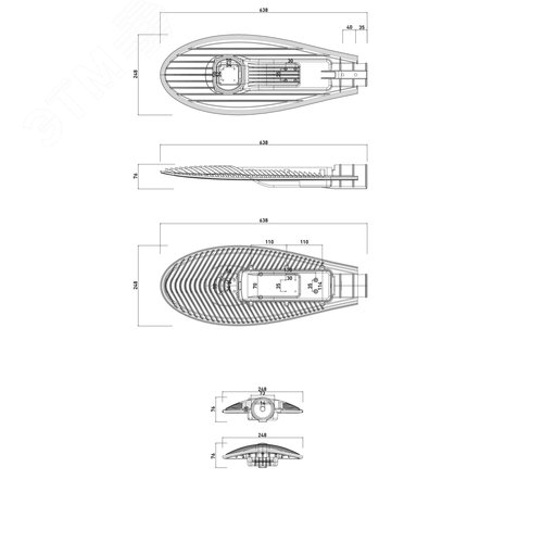 Светильник светодиодный уличный консольный ДКУ 60 Вт 5000К 9000Лм IP65 КСС Ш 85-265В IC-COB 48-60мм 5 лет SPP-5-60-5K-W - фото 6