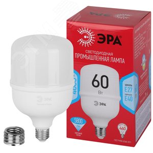 Лампа светодиодная LED 60 Вт 5800Лм 4000К T120 нейтральный E27/E40 (переходник) 150-275В LED POWER T120-60W-4000-E27/E40 Red Line - фото 2