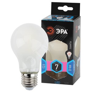 Лампа светодиодная филаментная F-LED A60-7W-840-E27 frost (филамент, груша мат., 7Вт, нейтр., Е27) (10/100/1200)